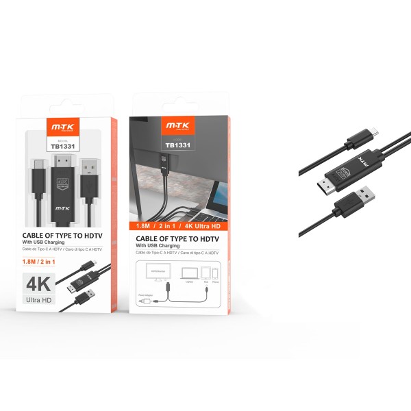 Jc tb1331 / cable usb (m) + usb-c (m) a hdmi (m) 1.8m