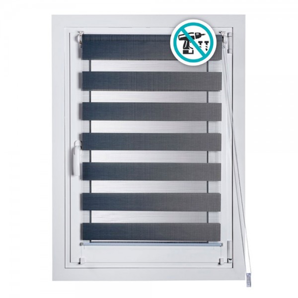 Estor enrollable clip & fix, noche & dia, plata 120 x 180 cm